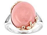 Pink Opal Rhodium & 18k Rose Gold Over Silver Solitaire Ring