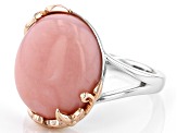 Pink Opal Rhodium & 18k Rose Gold Over Silver Solitaire Ring