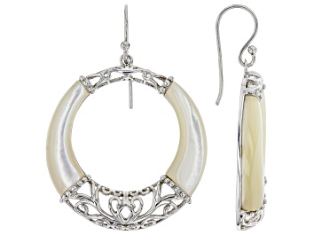 Picture of White Mother-of-pearl Rhodium Over Sterling Silver Dangle Earrings