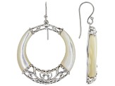 White Mother-of-pearl Rhodium Over Sterling Silver Dangle Earrings