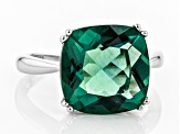 Green Fluorite Rhodium Over Sterling Silver Ring 7.41ct