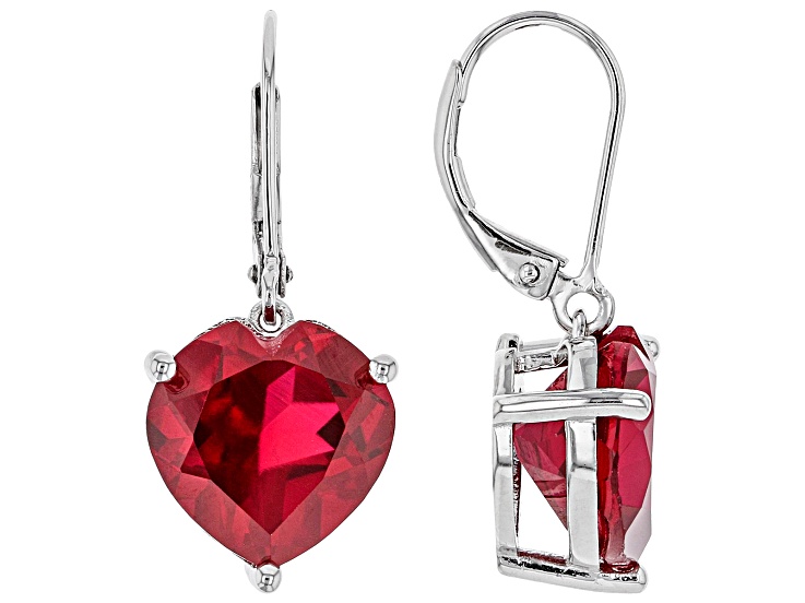 Red Lab Created Ruby Rhodium Over Silver Earrings 12.51ctw