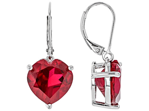 Lab Created Ruby Rhodium Over Silver Earrings 12.51ctw