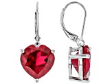 Lab Created Ruby Rhodium Over Silver Earrings 12.51ctw