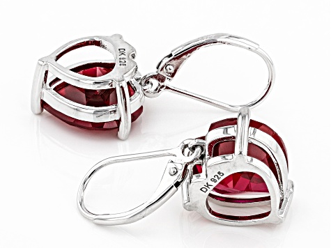 イヤリング LC 574 RUBY Red Lab Created Ruby Rhodium Over Silver Earrings 12.51ctw