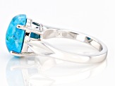 Blue Composite Turquoise Rhodium Over Sterling Silver Solitaire Ring