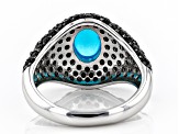 Paraiba Blue Color Opal Rhodium Over Sterling Silver Ring 2.55ctw