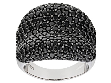 Picture of Black Spinel Rhodium Over Sterling Silver Cluster Band Ring 1.43ctw