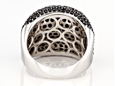 Black Spinel Rhodium Over Sterling Silver Cluster Band Ring 1.43ctw
