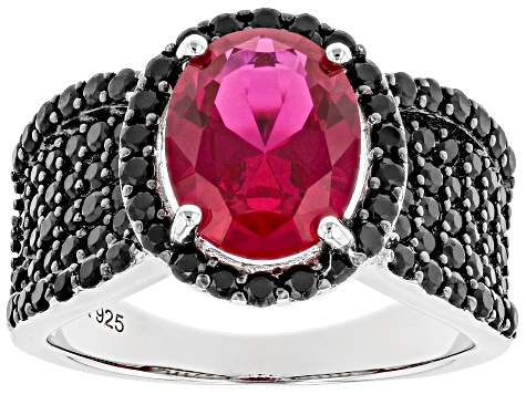 Red Lab Created Ruby Rhodium Over Silver Ring 4.95ctw