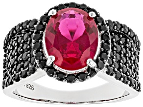 Red Lab Created Ruby Rhodium Over Silver Ring 4.95ctw