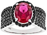 Red Lab Created Ruby Rhodium Over Silver Ring 4.95ctw