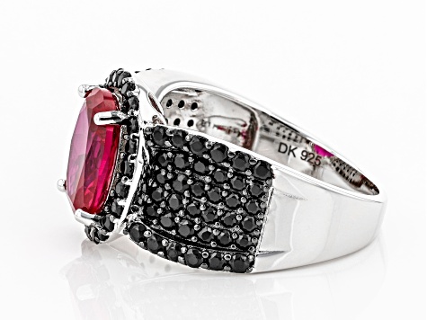 Red Lab Created Ruby Rhodium Over Silver Ring 4.95ctw