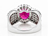 Red Lab Created Ruby Rhodium Over Silver Ring 4.95ctw