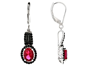 Red Lab Created Ruby Rhodium Over Silver Earrings 3.54ctw