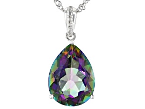 Multi-color Quartz Rhodium Over Silver Pendant With Chain 6.21ctw