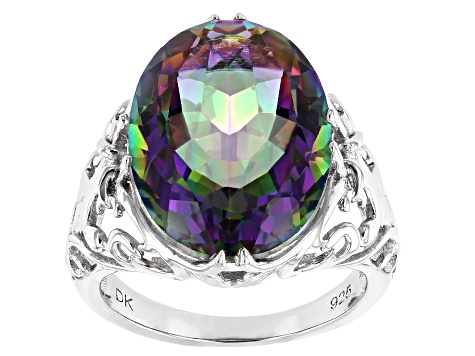 Multi-Color Quartz Rhodium Over Sterling Silver Ring 10.63ct