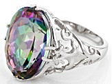 Multi-Color Quartz Rhodium Over Sterling Silver Ring 10.63ct