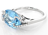 Blue Topaz Rhodium Over Sterling Silver Ring 6.50ctw