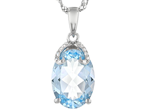 Sky Blue Topaz Rhodium Over Sterling Silver Pendant With Chain 6.42ctw