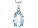 Sky Blue Glacier Topaz Rhodium Over Sterling Silver Pendant With Chain 6.42ctw