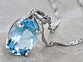 Sky Blue Glacier Topaz Rhodium Over Sterling Silver Pendant With Chain 6.42ctw
