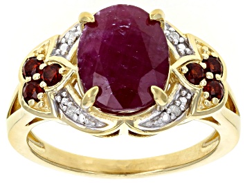 Picture of Red Ruby 18k Yellow Gold Over Sterling Silver Ring 3.89ctw