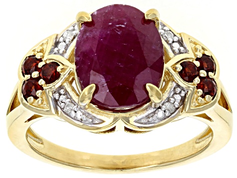 Red Ruby 18k Yellow Gold Over Sterling Silver Ring 3.89ctw