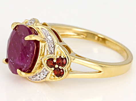 Red Ruby 18k Yellow Gold Over Sterling Silver Ring 3.89ctw