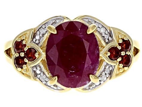 Red Ruby 18k Yellow Gold Over Sterling Silver Ring 3.89ctw