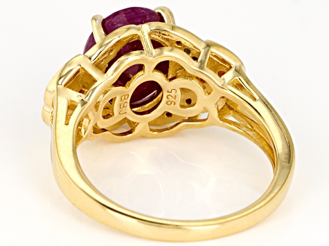 Red Ruby 18k Yellow Gold Over Sterling Silver Ring 3.89ctw