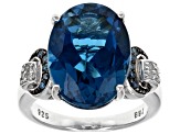 London Blue Topaz Rhodium Over Sterling Silver Ring 10.29ctw