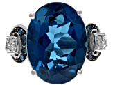 London Blue Topaz Rhodium Over Sterling Silver Ring 10.29ctw
