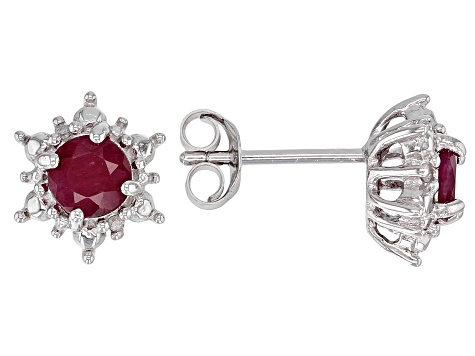 Red Ruby Rhodium Over Sterling Silver Ring, Earrings And Pendant With Chain Set 2.07ctw