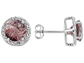 Pink fire quartz rhodium over silver earrings 2.78ctw