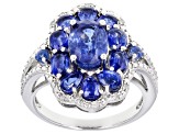 Blue Kyanite rhodium over sterling silver ring 3.42ctw
