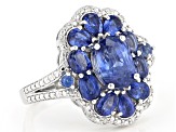 Blue Kyanite rhodium over sterling silver ring 3.42ctw