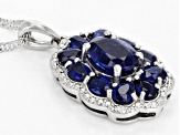 Blue Kyanite rhodium over silver pendant with chain 3.34ctw