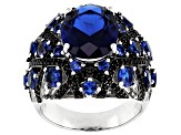 Blue Lab Created Spinel Rhodium Over Silver Ring 6.53ctw