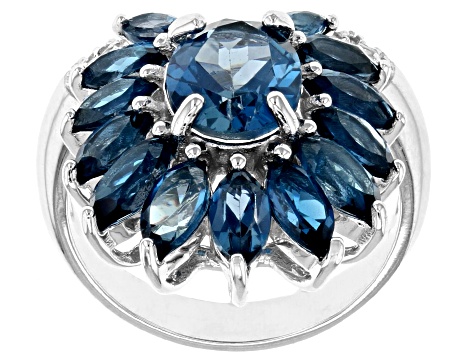 London blue topaz rhodium over silver ring 4.32ctw - AMD147 | JTV.com
