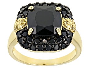 Black Spinel 18k Yellow Gold Over Silver Ring 5.69ctw