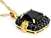 Black Spinel 18k Yellow Gold Over Silver Pendant With Chain 5.94ctw
