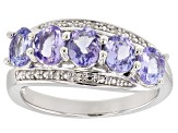 Blue tanzanite rhodium over sterling silver ring 1.45ctw