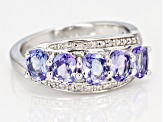 Blue tanzanite rhodium over sterling silver ring 1.45ctw