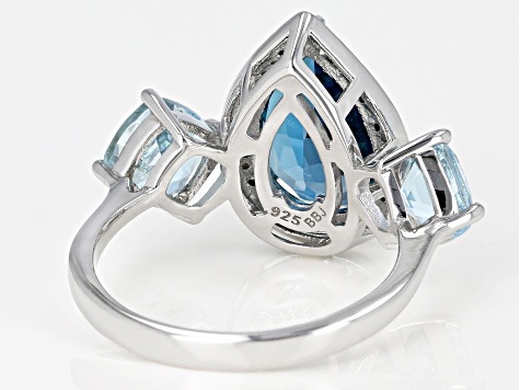 London Blue Glacier Topaz rhodium over silver ring 5.95ctw - AMD218 ...