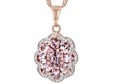 Color shift garnet 18k rose gold over silver pendant with chain 2.04ctw