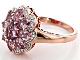 Color shift garnet 18k rose gold over silver ring 2.05ctw