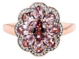 Color shift garnet 18k rose gold over silver ring 2.05ctw