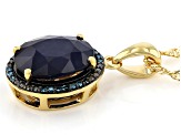 Blue Sapphire 18k Yellow Gold Over Sterling Silver Pendant With Chain 4.86ctw