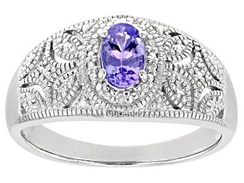 Picture of Blue tanzanite rhodium over silver ring .39ctw